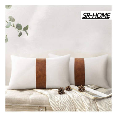 White faux leather discount pillows